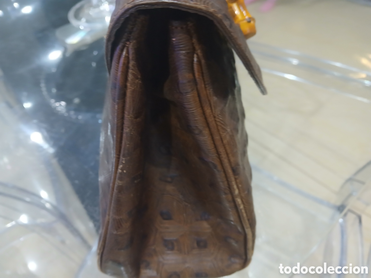 Vintage: Bolso de piel y banbu - Foto 3