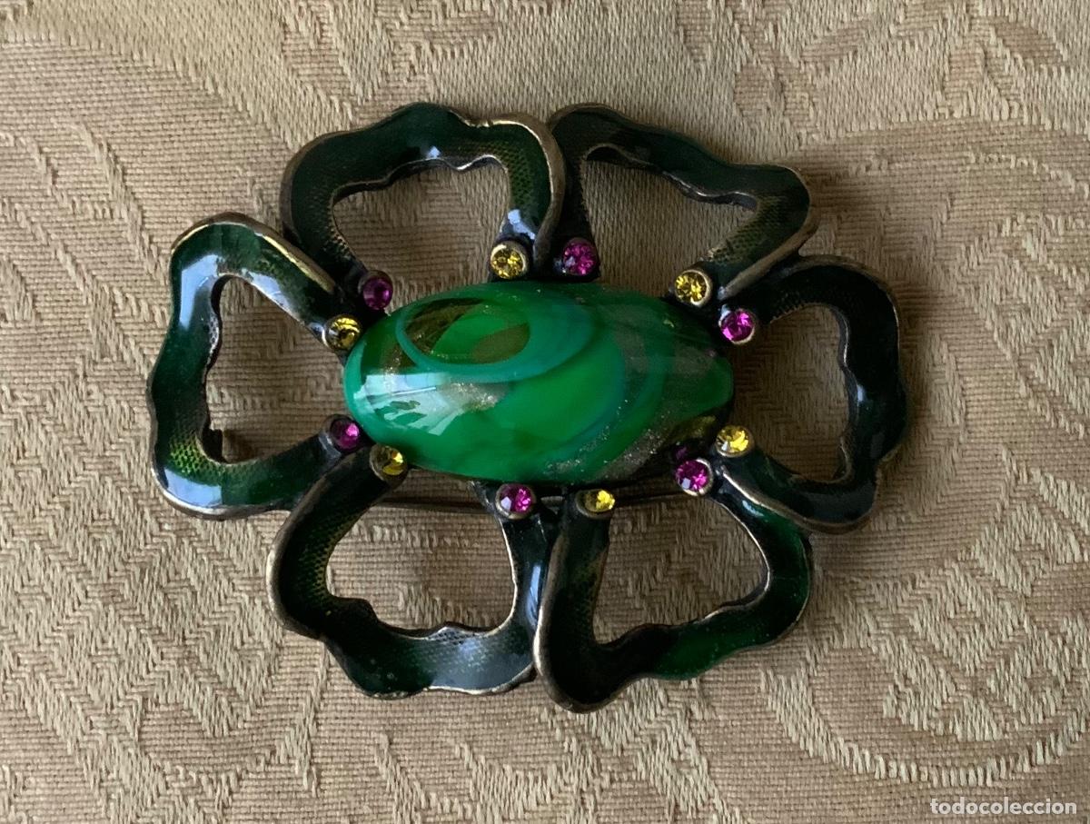 Vintage: BROCHE VINTAGE ESMALTADO EN VERDE - Foto 1