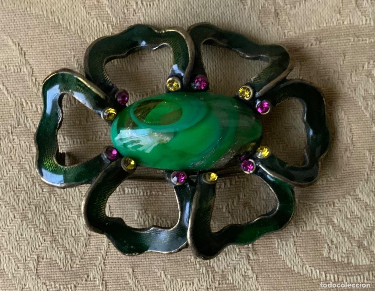 Vintage: BROCHE VINTAGE ESMALTADO EN VERDE - Foto 5