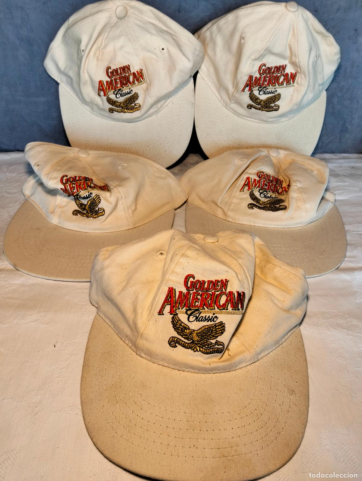 Vintage: Gorras vintage a&ntilde;os 90 blanco beige rojo dorado lote 5 unidades golden american classic