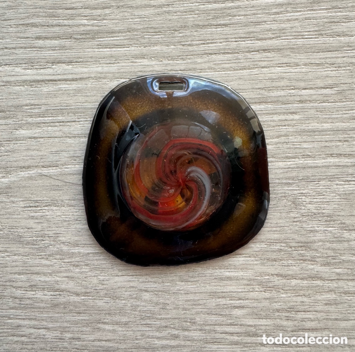 Vintage: Colgante Esmalte al Fuego sobre Cobre Vintage 60s. Dise&ntilde;o Espiral