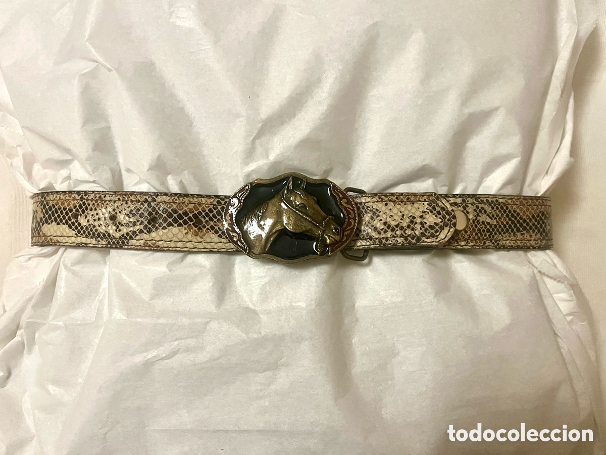 Vintage: CINTUR&Oacute;N VINTAGE PIEL DE SERPIENTE, HEBILLA MASTERPIECE COLLECTION, BUCKLES OF AMERICA
