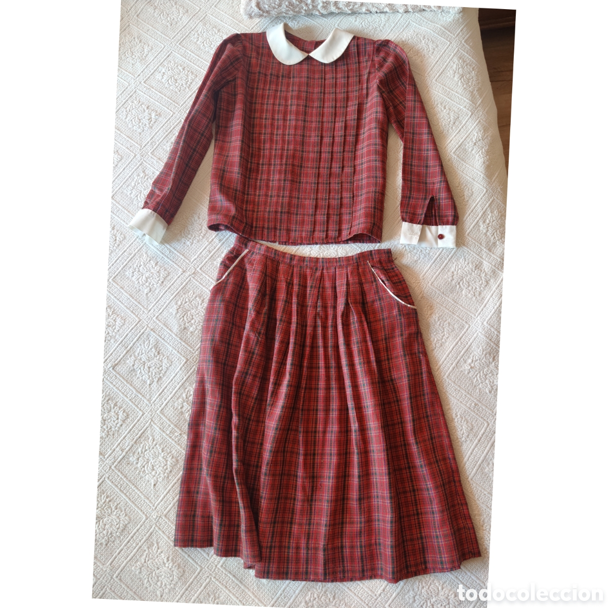 Vintage: Conjunto vintage a&ntilde;os 70 talla S blusa y falda