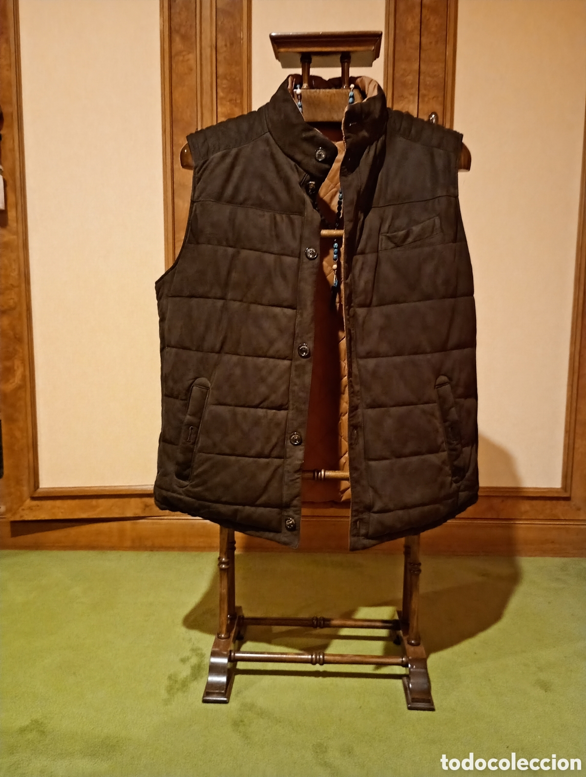 Vintage: Chaleco cazadora M&aacute;ximo Duttible de piel por un lado y nailon por el otro talla XXL material premium