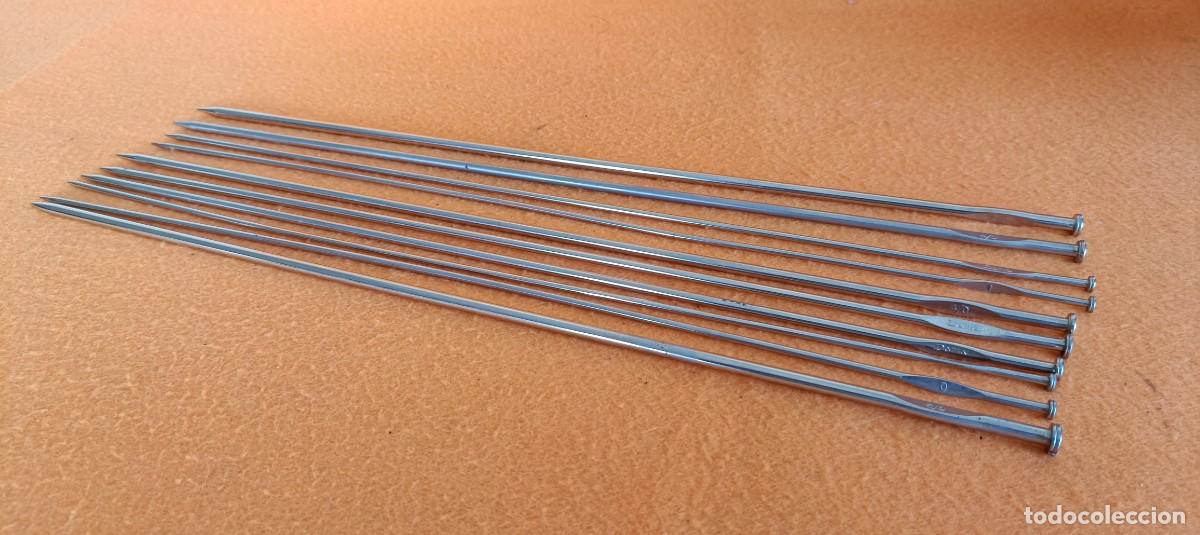 Vintage: JUEGO DE DIEZ AGUJAS METALICAS PARA TEJER - LOTE &rdquo;B&rdquo;