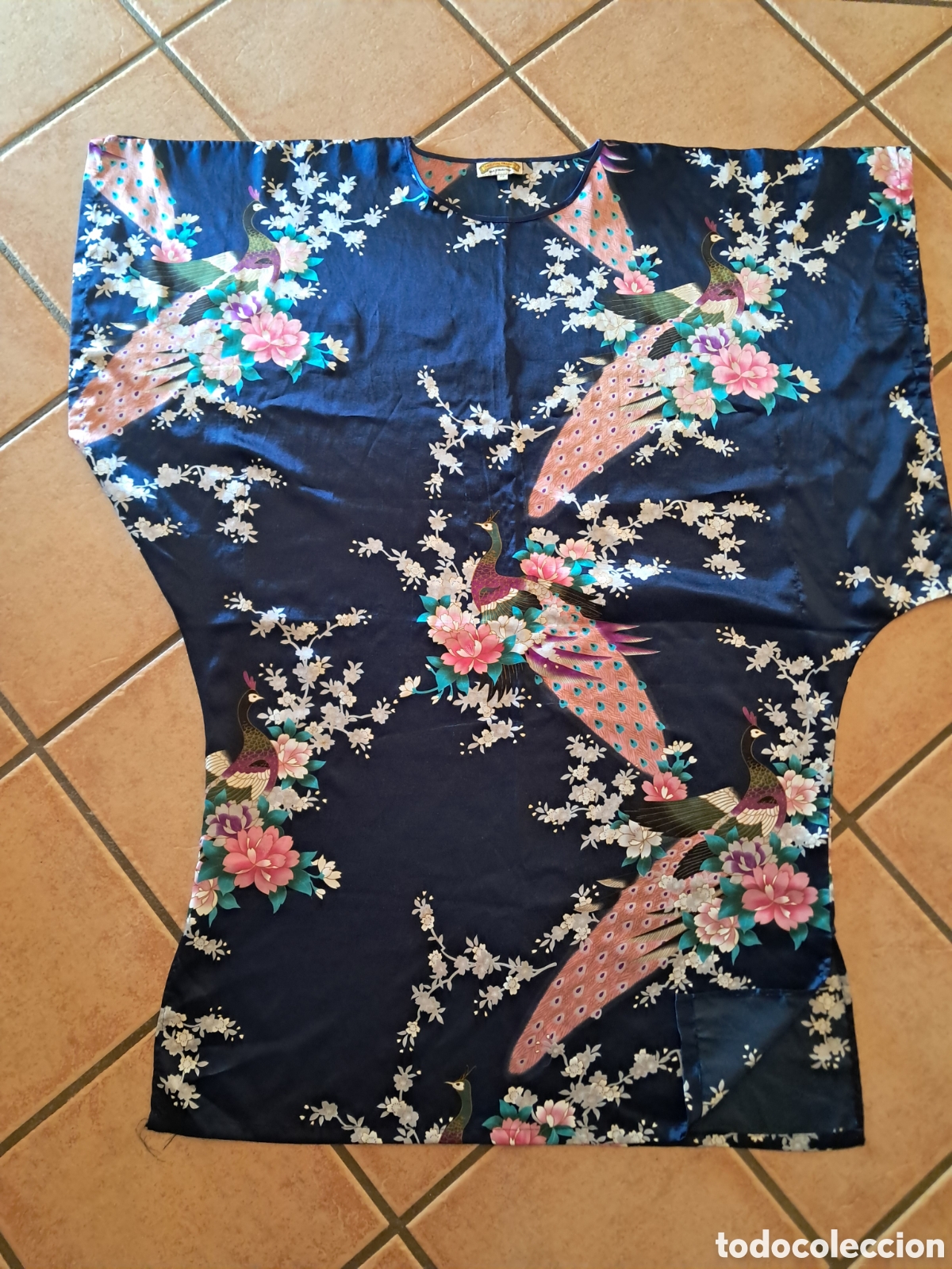 Vintage: Vintage 100% Silk Peacock Kaftan Dress