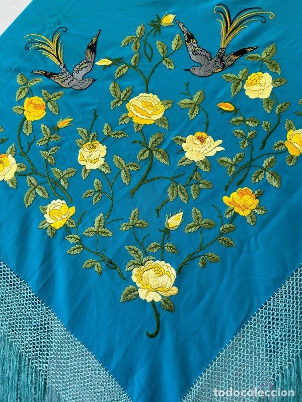 Vintage: Mant&oacute;n merino antiguo bordado - Foto 3