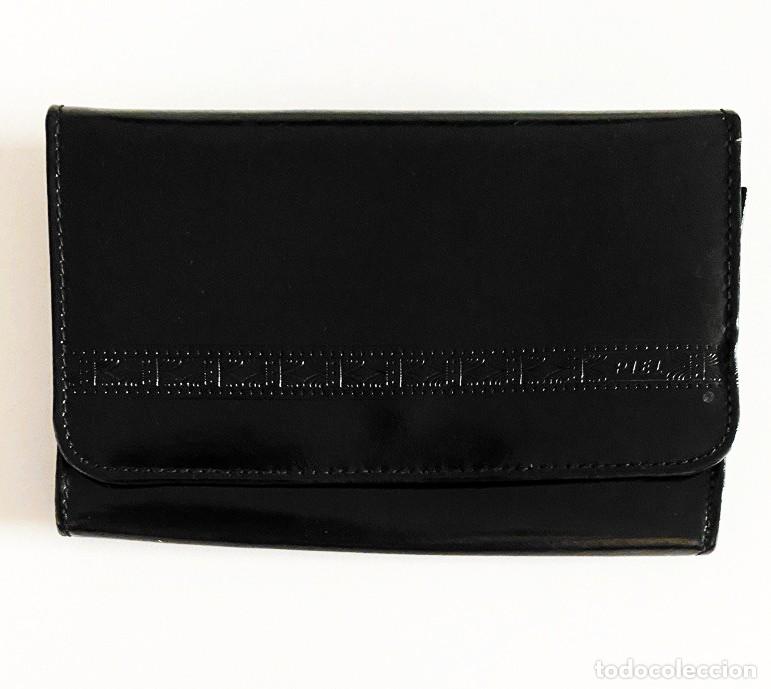 Vintage: Cartera monedero vintage de cuero negro