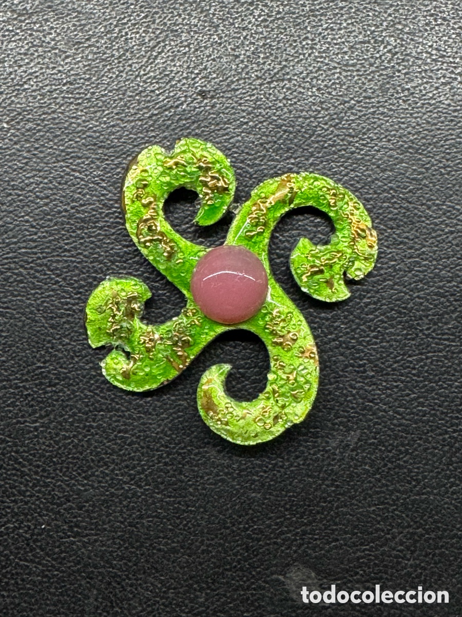 Vintage: Broche sin cierre. Esmalte al fuego artesanal. Vintage.