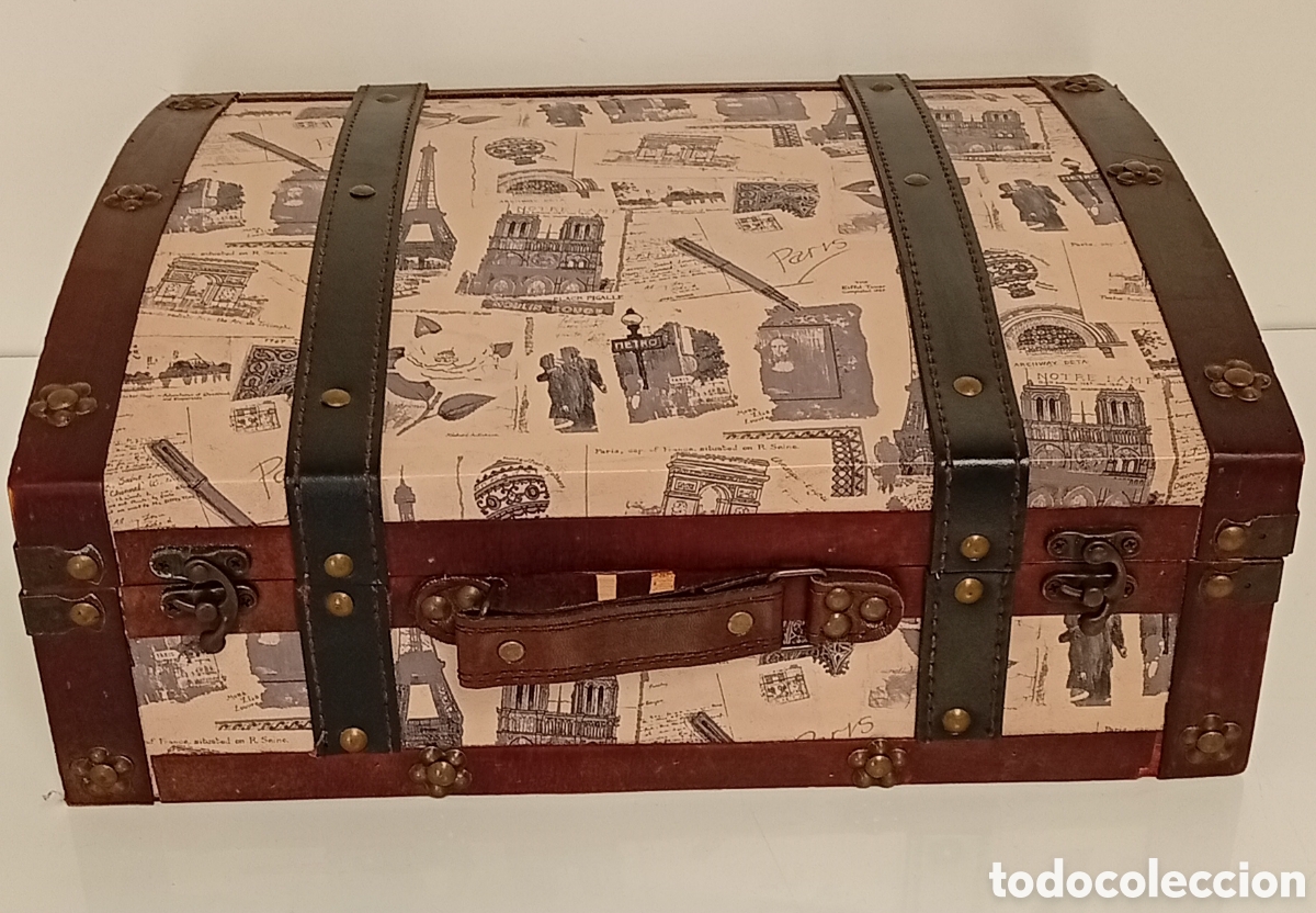 Vintage: .MALETA DECORATIVA VINTAGE CON DISE&Ntilde;O PARIS