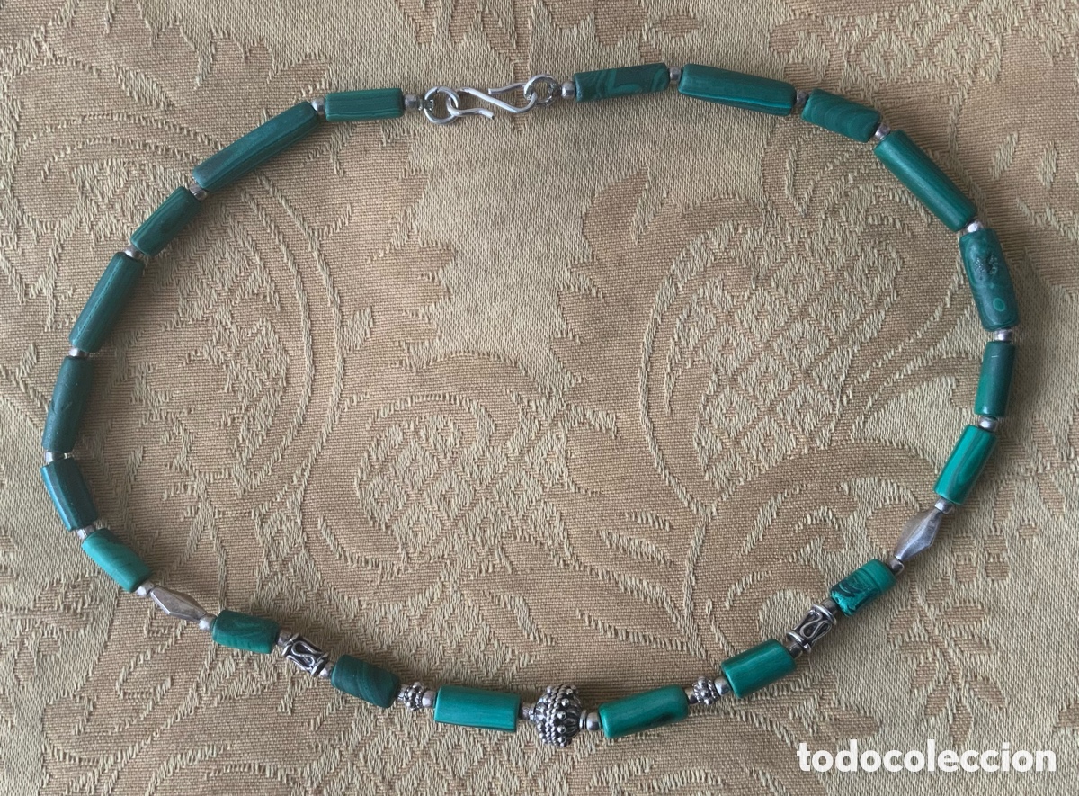 Vintage: COLLAR VINTAGE DE MALAQUITA Y PLATA - Foto 1