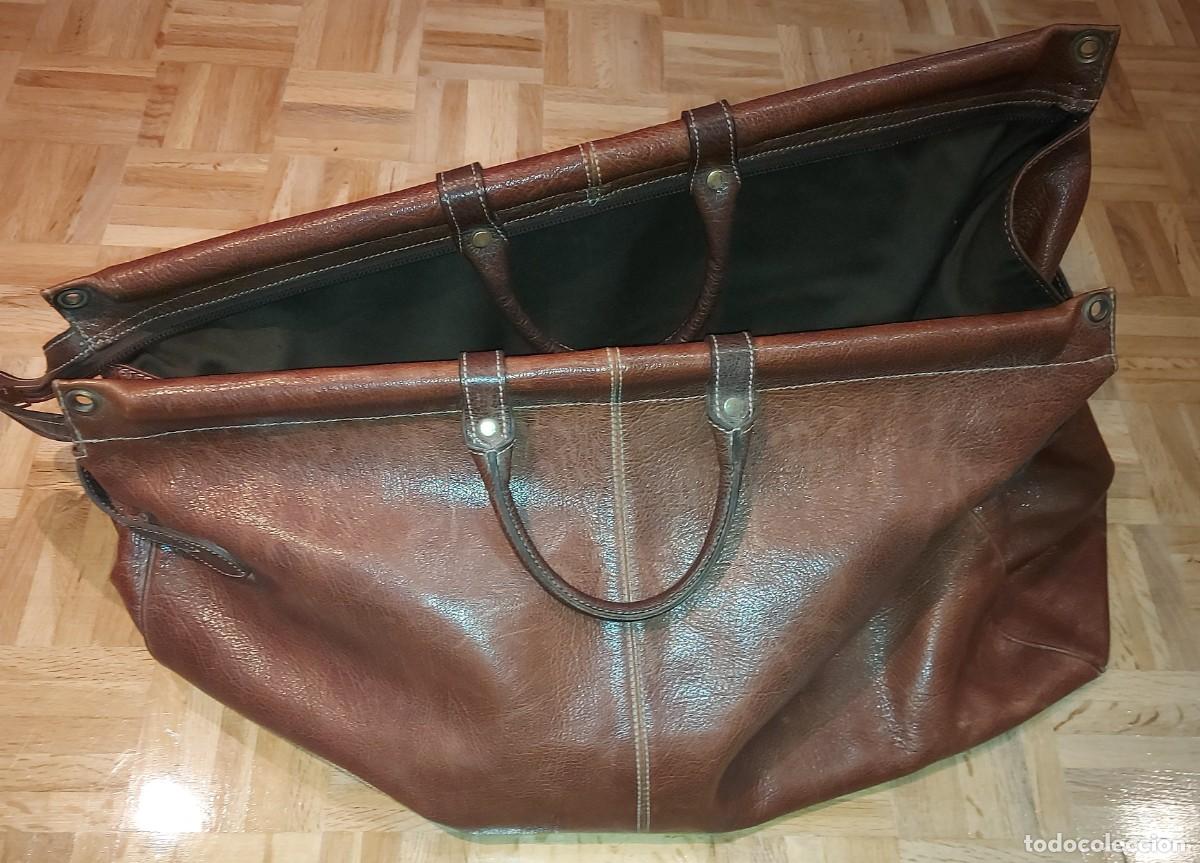Vintage: Bolsa grande de viaje o maleta piel aut&eacute;ntica