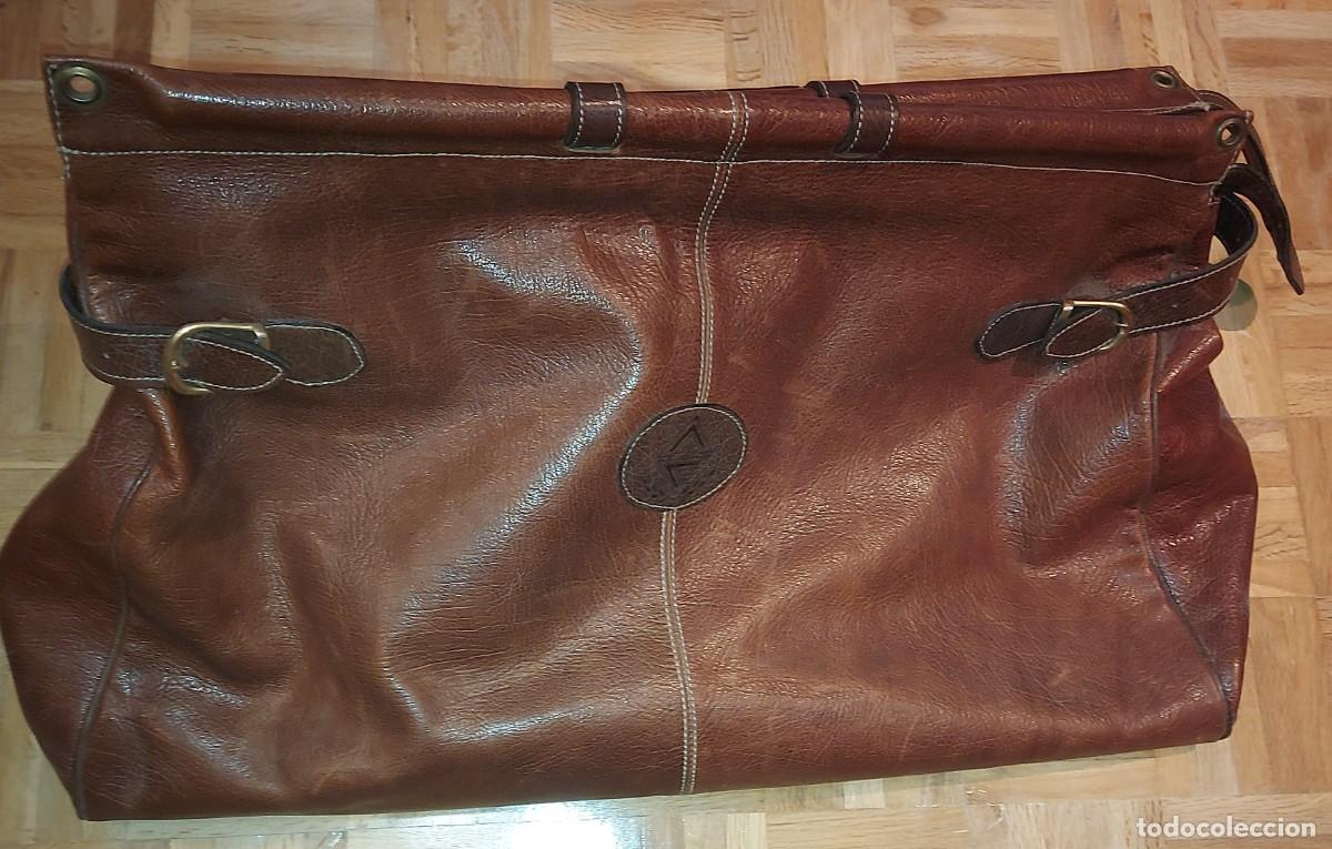 Vintage: Bolsa grande de viaje o maleta piel aut&eacute;ntica