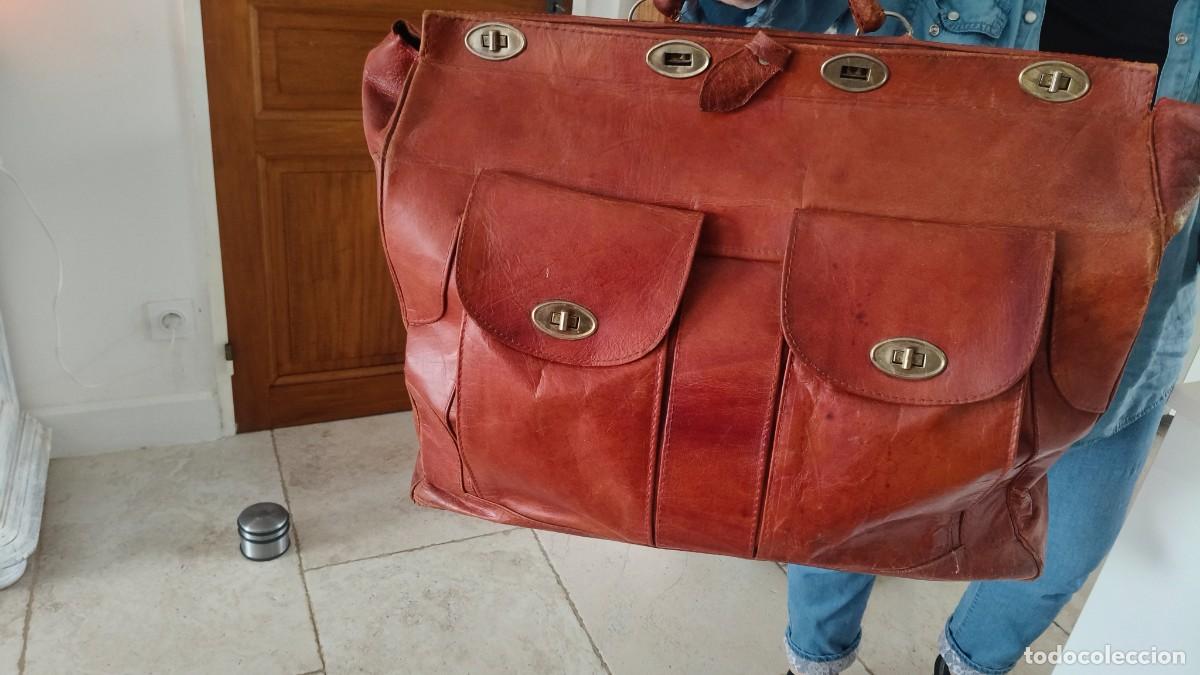 Vintage: Grand sac de voyage en cuir fauve 1970