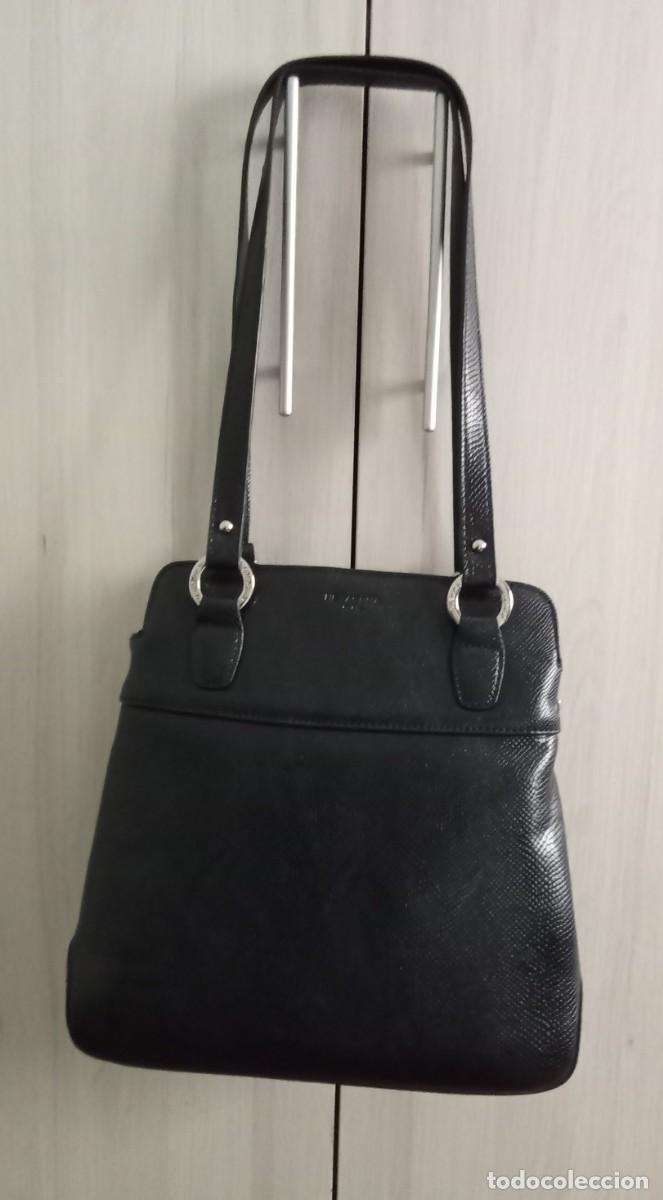 Vintage: bolso HEXAGONA. Paris. piel color negro. bandolera. Original