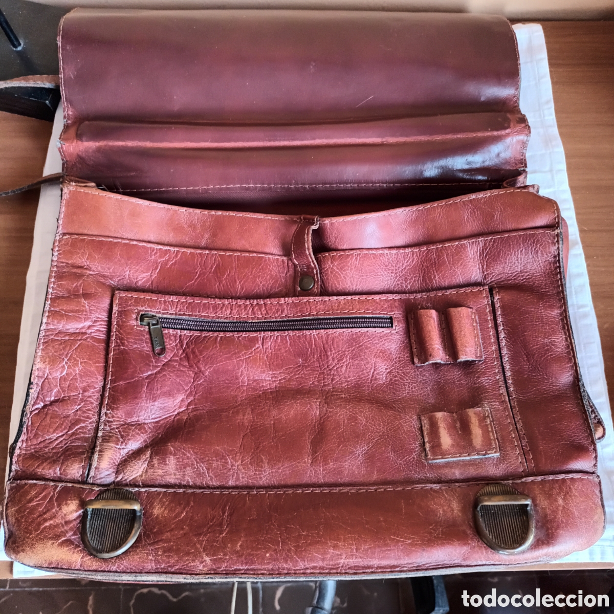 Vintage: ANTIGUA MALETA DE CUERO PORTA DOCUMENTOS DE MARCA - Foto 5