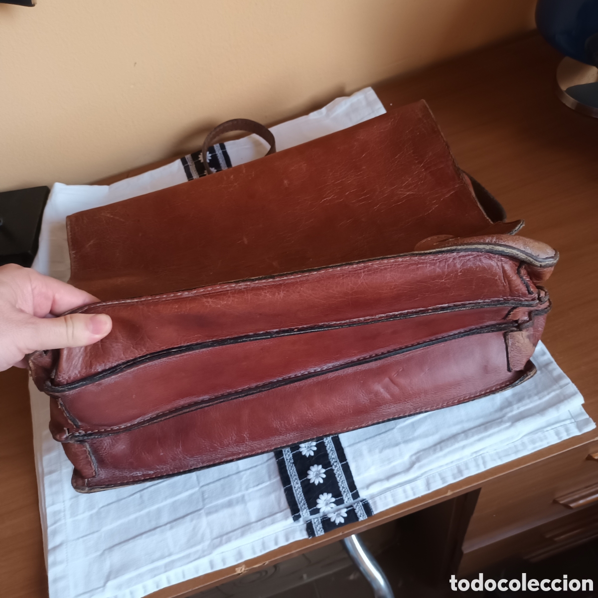 Vintage: ANTIGUA MALETA DE CUERO PORTA DOCUMENTOS DE MARCA - Foto 6
