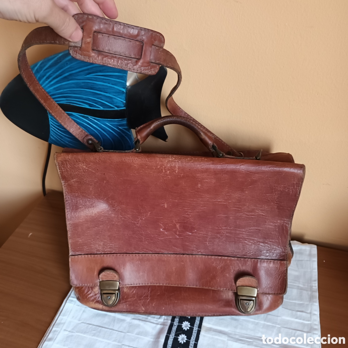 Vintage: ANTIGUA MALETA DE CUERO PORTA DOCUMENTOS DE MARCA - Foto 1
