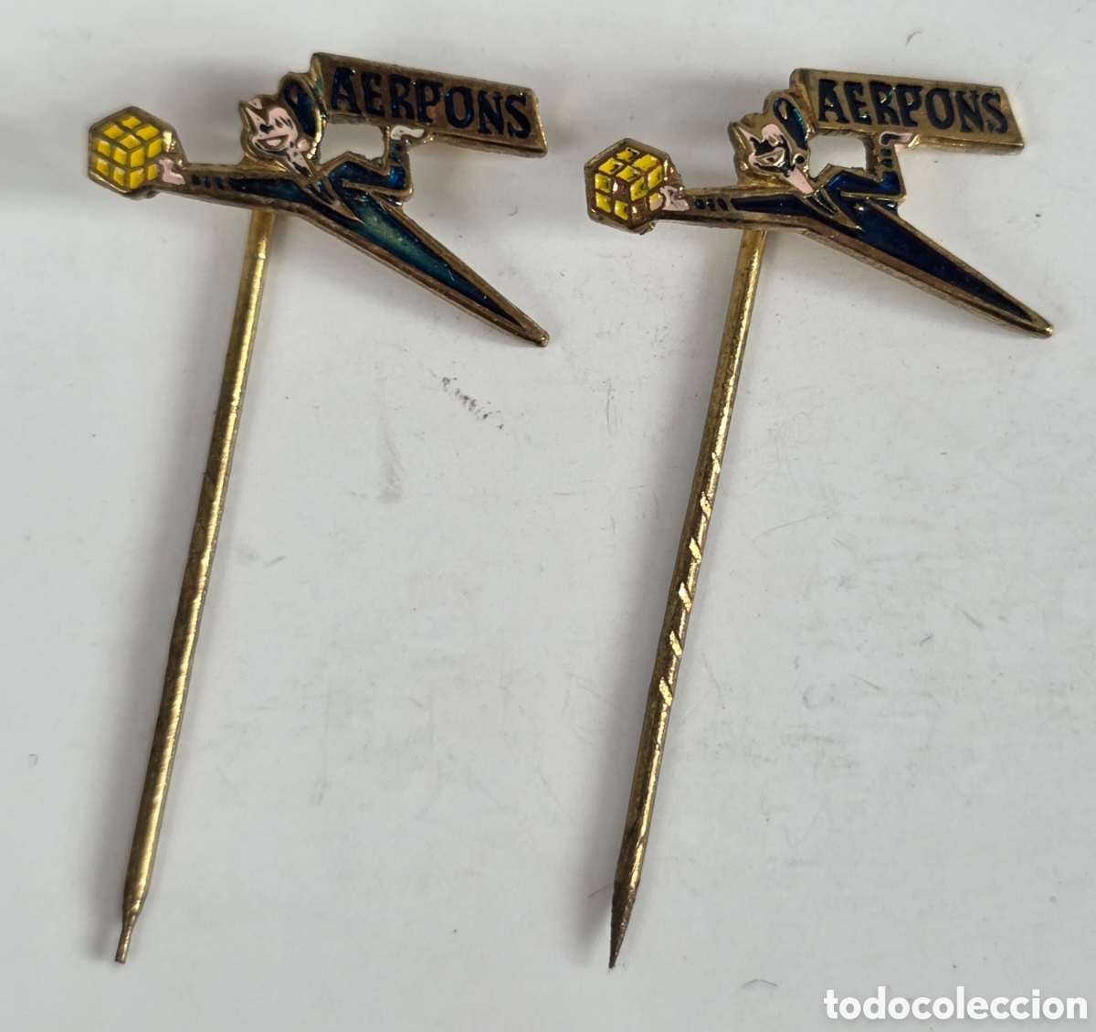 Vintage: 2 Agujas de Corbata Publicidad Aerpons - Empresa Transportes - Mascota Transportista