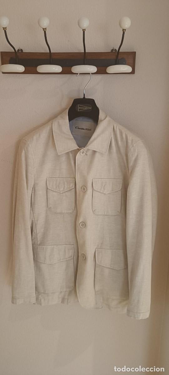 Vintage: Chaqueta Sahariana Emidio Tucci - Talla M (48) - NUEVA (Sin etiqueta) - 100% Lino