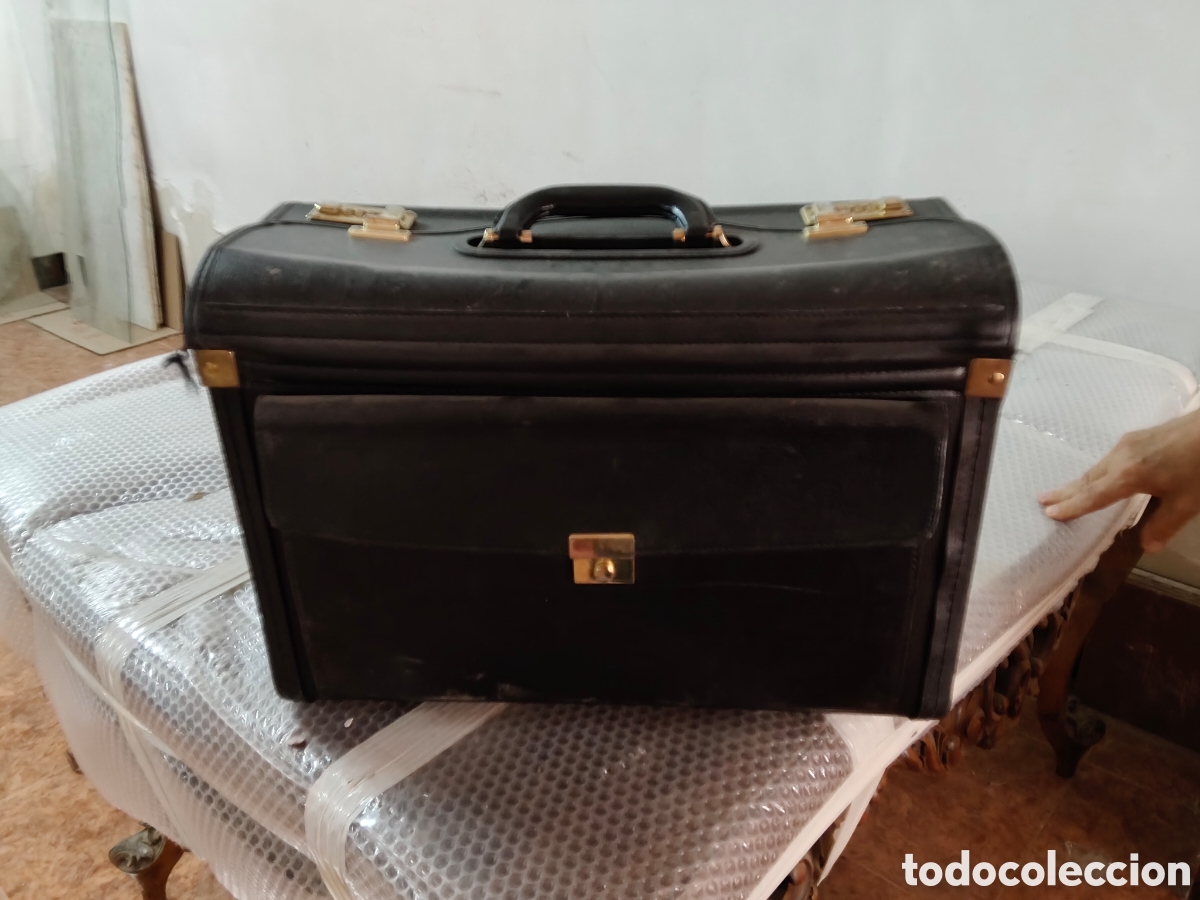 Vintage: Malet&iacute;n ejecutivo r&iacute;gido de piel a&ntilde;os 80