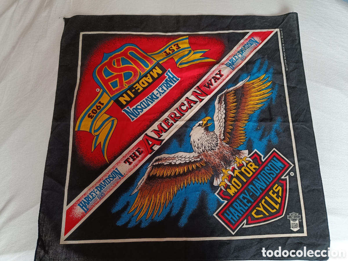 Vintage: Bandana Vintage Harley-Davidson &rdquo;The American Way&rdquo; - Made in USA - A&ntilde;os 80/90 - RN 16463
