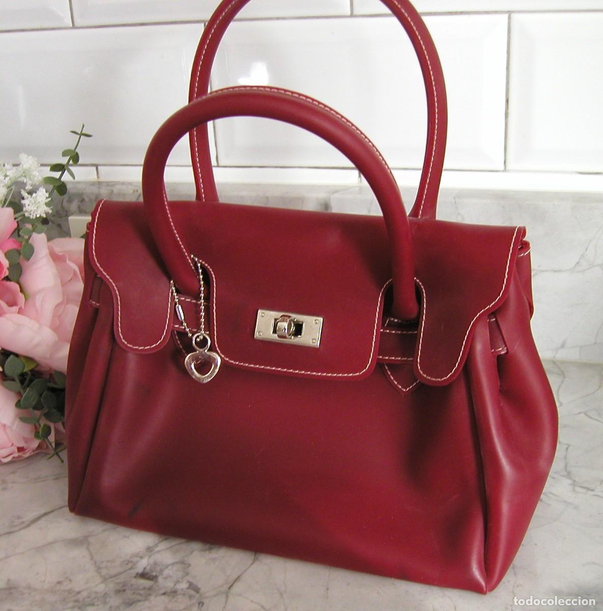 Vintage: Bolso rojo vintage Alessia Bruni, estilo Kelly pl&aacute;stico/gelatina D&eacute;cada de los 90 Made in Italy
