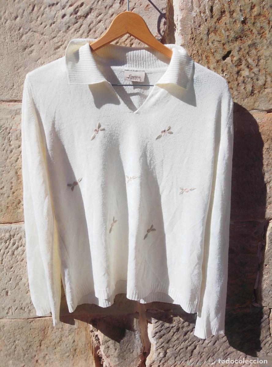 Vintage: Jersey de punto fino con detalles bordados. Toscana. Talla S
