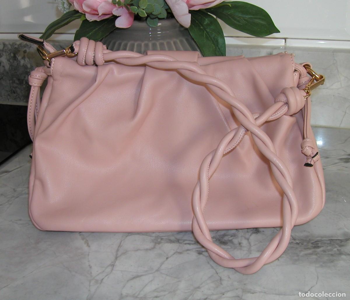 Vintage: Bolso vintage en rosa palo polipiel con dos correas D&eacute;cada de los 90