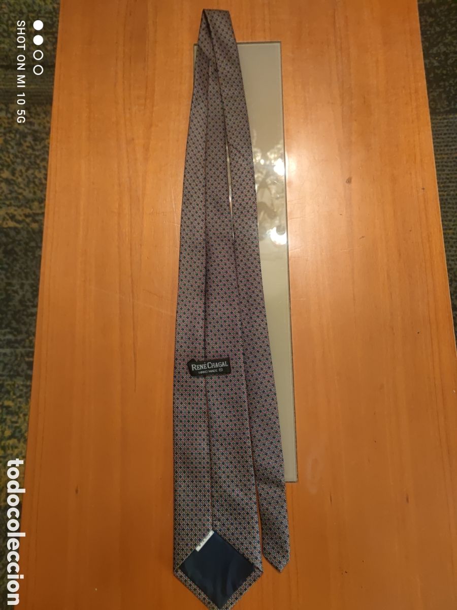 Vintage: Corbata vintage Ren&eacute; Chagal - NUEVA -Seda natural/Hecha a mano, Microestampado