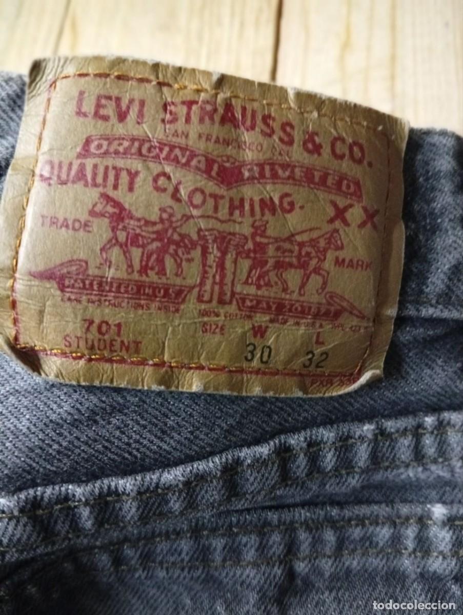 Vintage: Levi's 701 Student Vintage - Made in USA - Talla W30 L32 - Gris Oscuro/Negro Lavado - A&ntilde;os 80/90