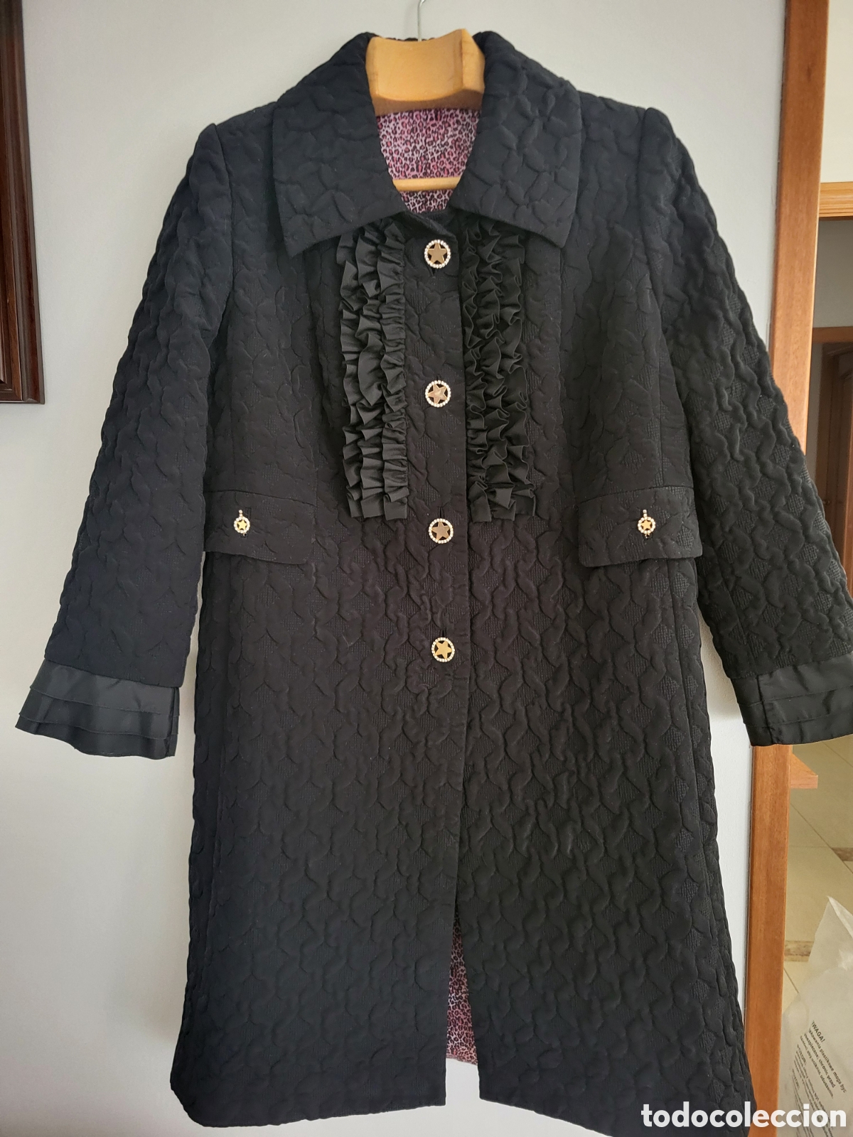 Vintage: Abrigo de vestir mujer color negro talla 52.