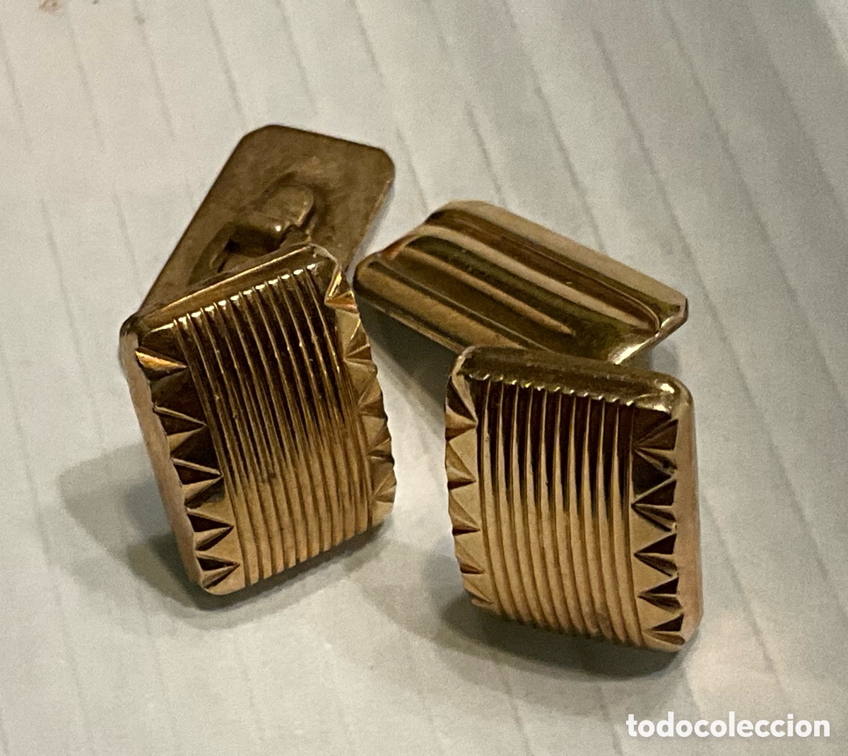Vintage: Gemelos vintage caballero tipo americano (Chapados en oro, sello ⁠chap.⁠)