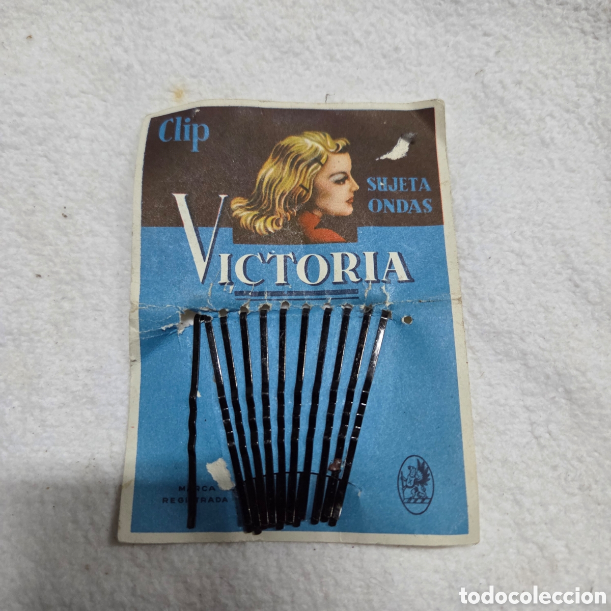 Vintage: CARTON CON CLIPS SUJETA ONDAS VICTORIA PELUQUERIA A&Ntilde;OS 40