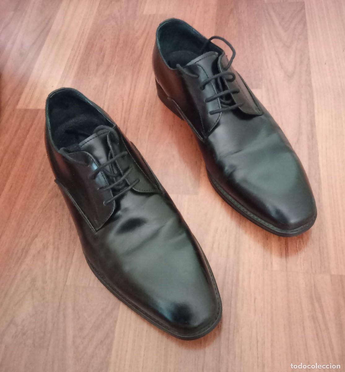 Vintage: zapatos piel color negro, mens shoes hand made HOBB&acute;S. num&ordm;. 40 con su funda original