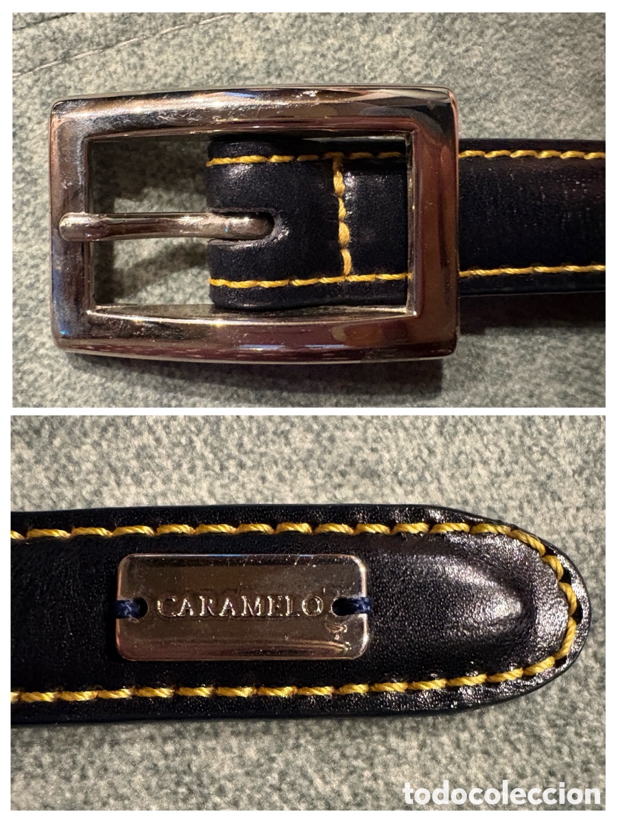 Vintage: A005- Cintur&oacute;n vintage piel Caramelo Talla 85 - Hecho en Espa&ntilde;a - Con bolsa textil original