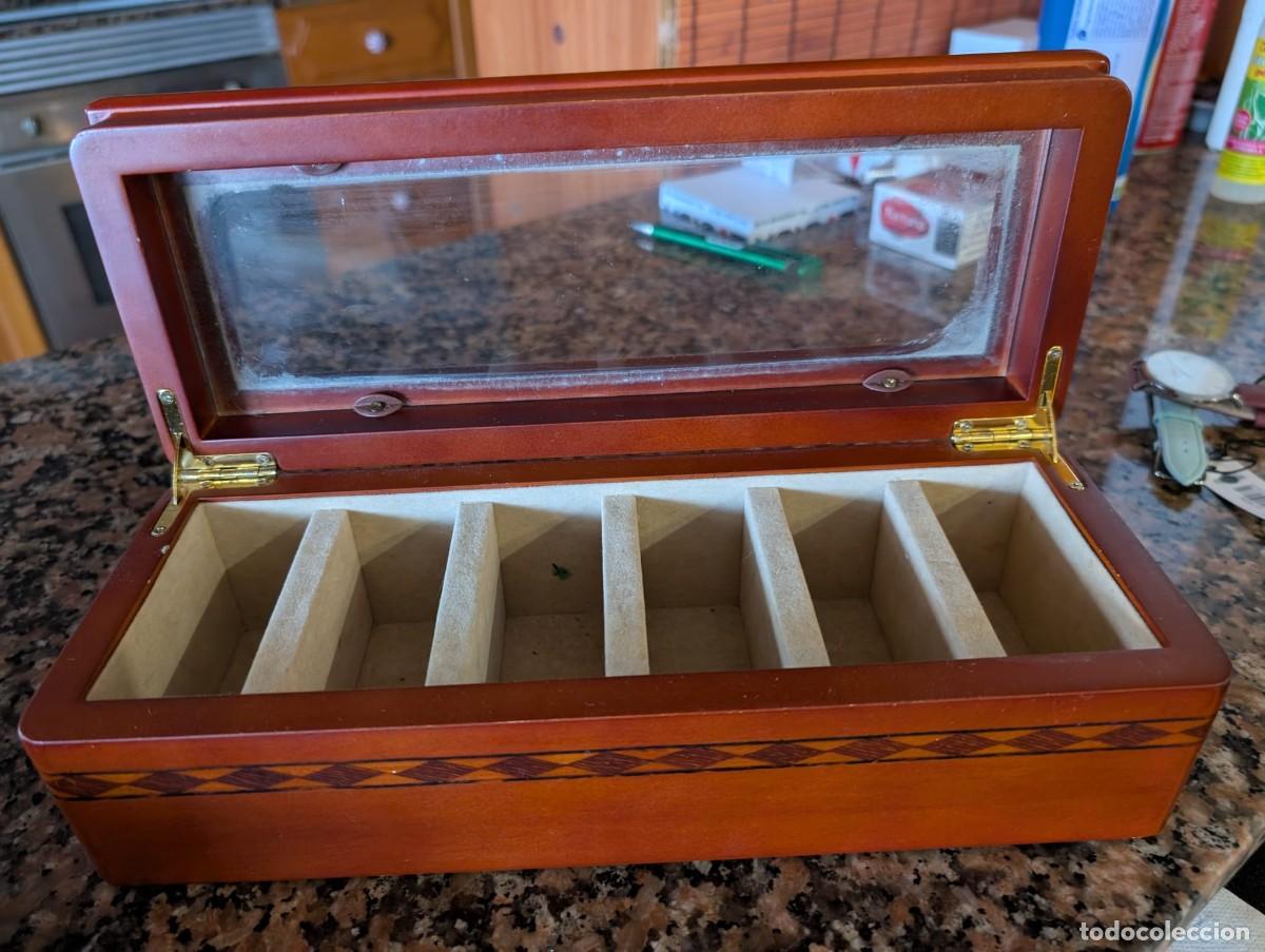 Vintage: Caja Relojes Madera Marqueter&iacute;a 6 Huecos Cl&aacute;sica