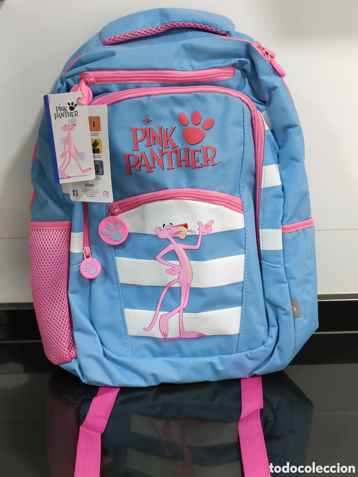 Vintage: DOHE - Mochila Escolar - 7 Bolsillos Pantera Rosa