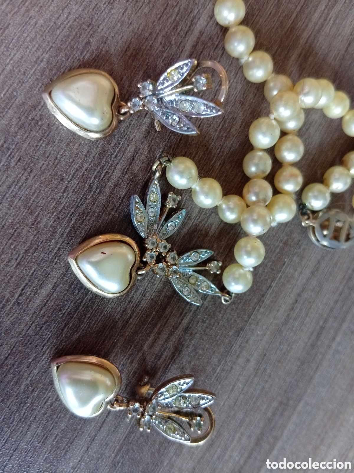 Vintage: Conjunto de pendientes y collar de bisuteria