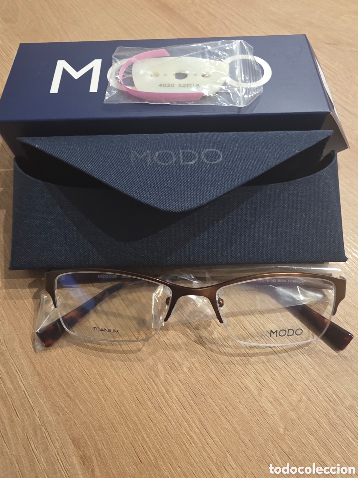 Vintage: Montura de Gafas MODO Titanium &ndash; Modelo 3102 LT BWN &ndash; Media Montura Marr&oacute;n &ndash; 54-17-138 &ndash; &iexcl;Excelente
