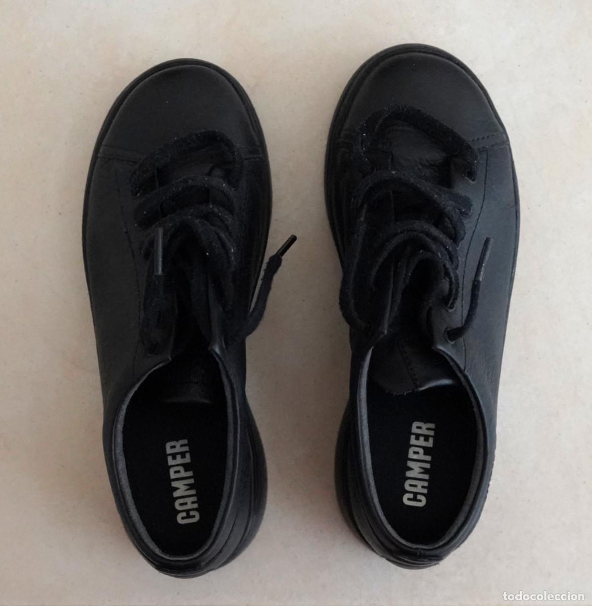 Vintage: Zapatos vintage Camper, de piel negra, con suela gruesa, de talla 36 (a&ntilde;os 90) (ver fotos)
