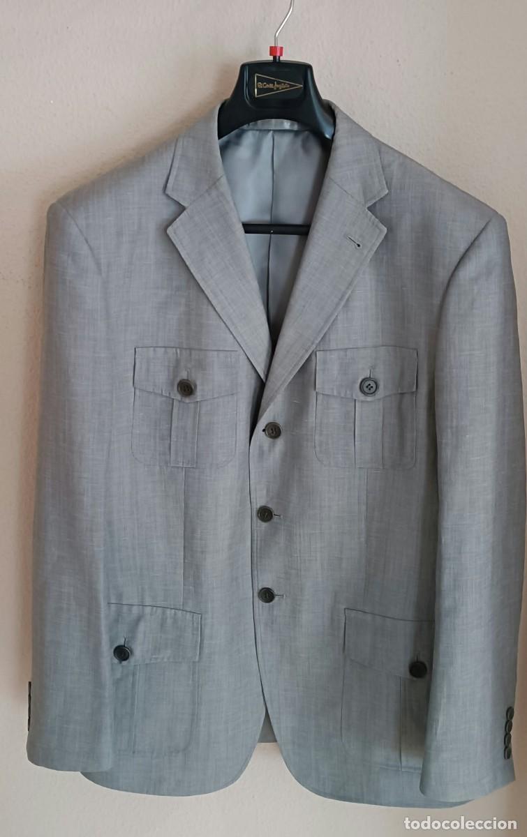 Vintage: Americana 'Easy Wear'. Gris. Lana y lino. Talla 52 (L). Como nueva.