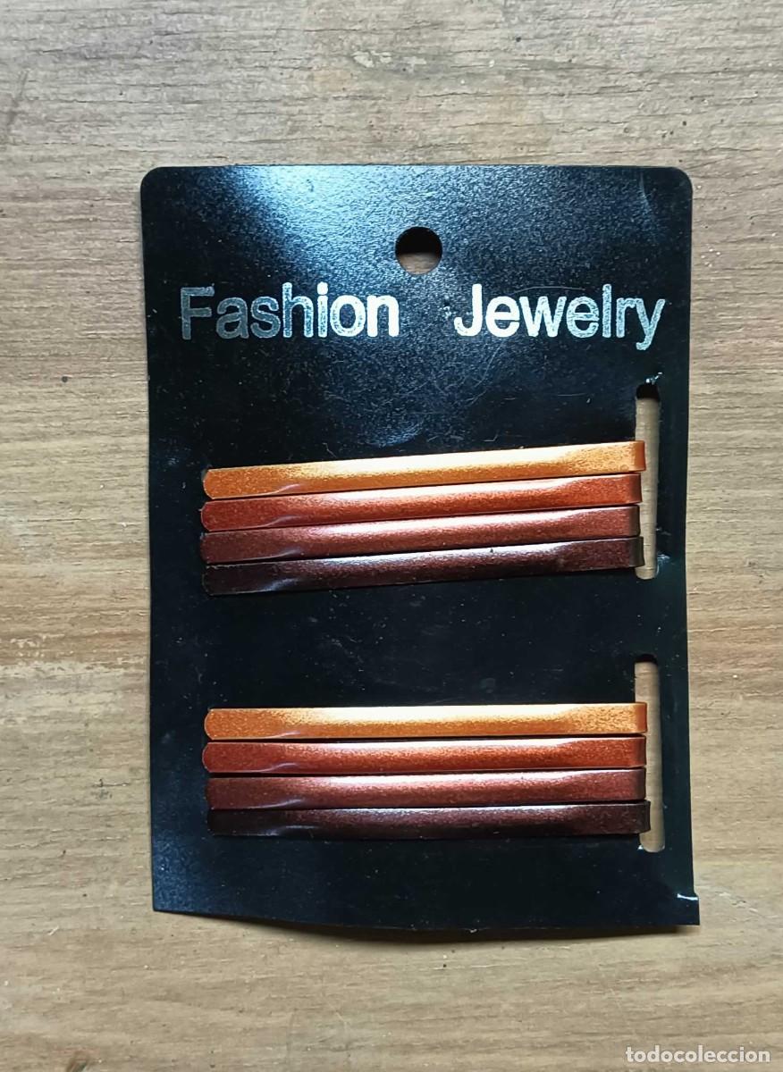 Vintage: JUEGO DE HORQUILLAS PARA EL PELO - TONOS MARRONES Y COBRIZOS - METAL - EN CARTULINA ORIGINAL &ldquo;FASHIO