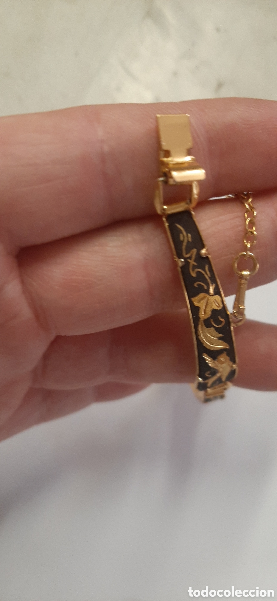 Vintage: preciosa pulsera damasquinada vintage
