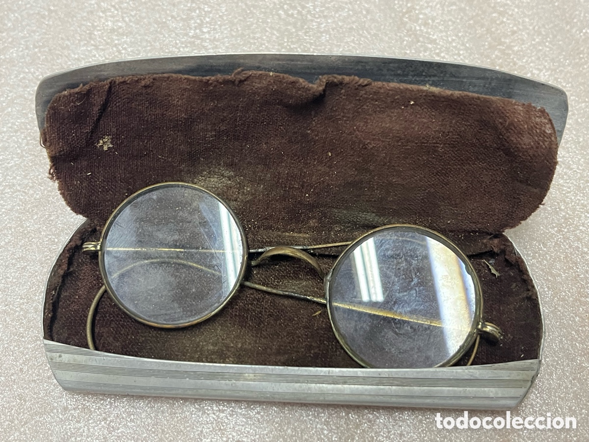 Vintage: Gafas antiguas redondas con estuche original