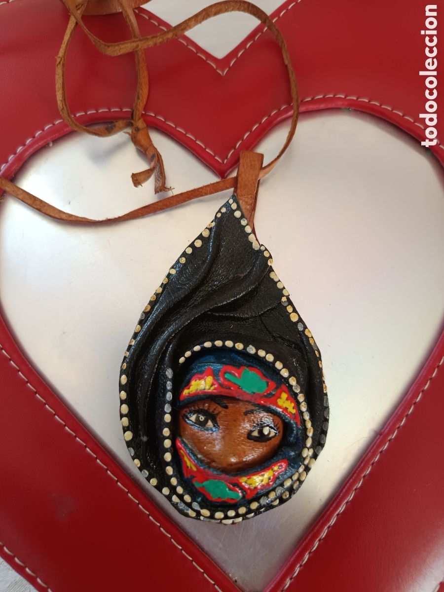 Vintage: Collar de piel de T&uacute;nez rostro de mujer mascara - Foto 7