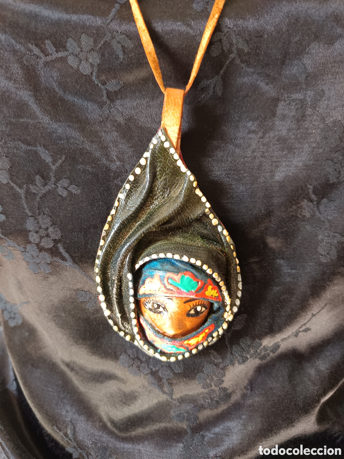 Vintage: Collar de piel de T&uacute;nez rostro de mujer mascara - Foto 9