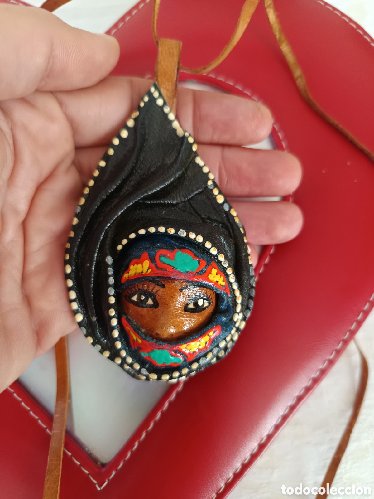Vintage: Collar de piel de T&uacute;nez rostro de mujer mascara - Foto 10