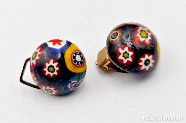 Vintage: VINTAGE PAIRE DE BOUCLES OREILLE MILLEFIORI MURANO VENISE