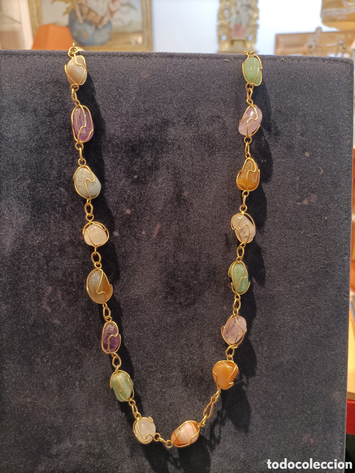 Vintage: Collar vintage de rodados de cuarzo.